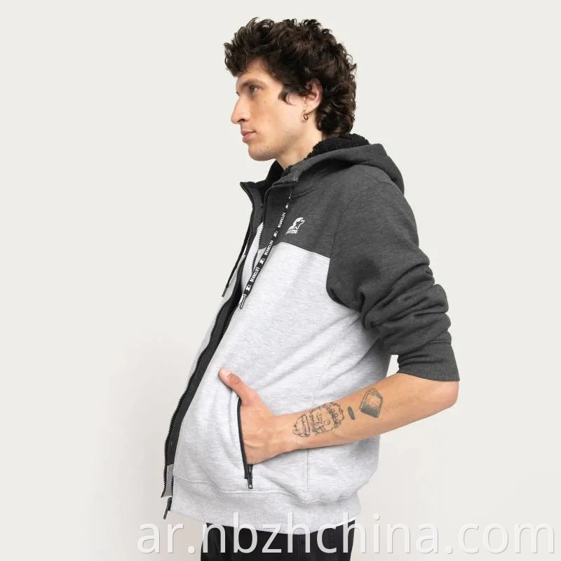 Mens Contrast Sherpa Fleece Hoodies